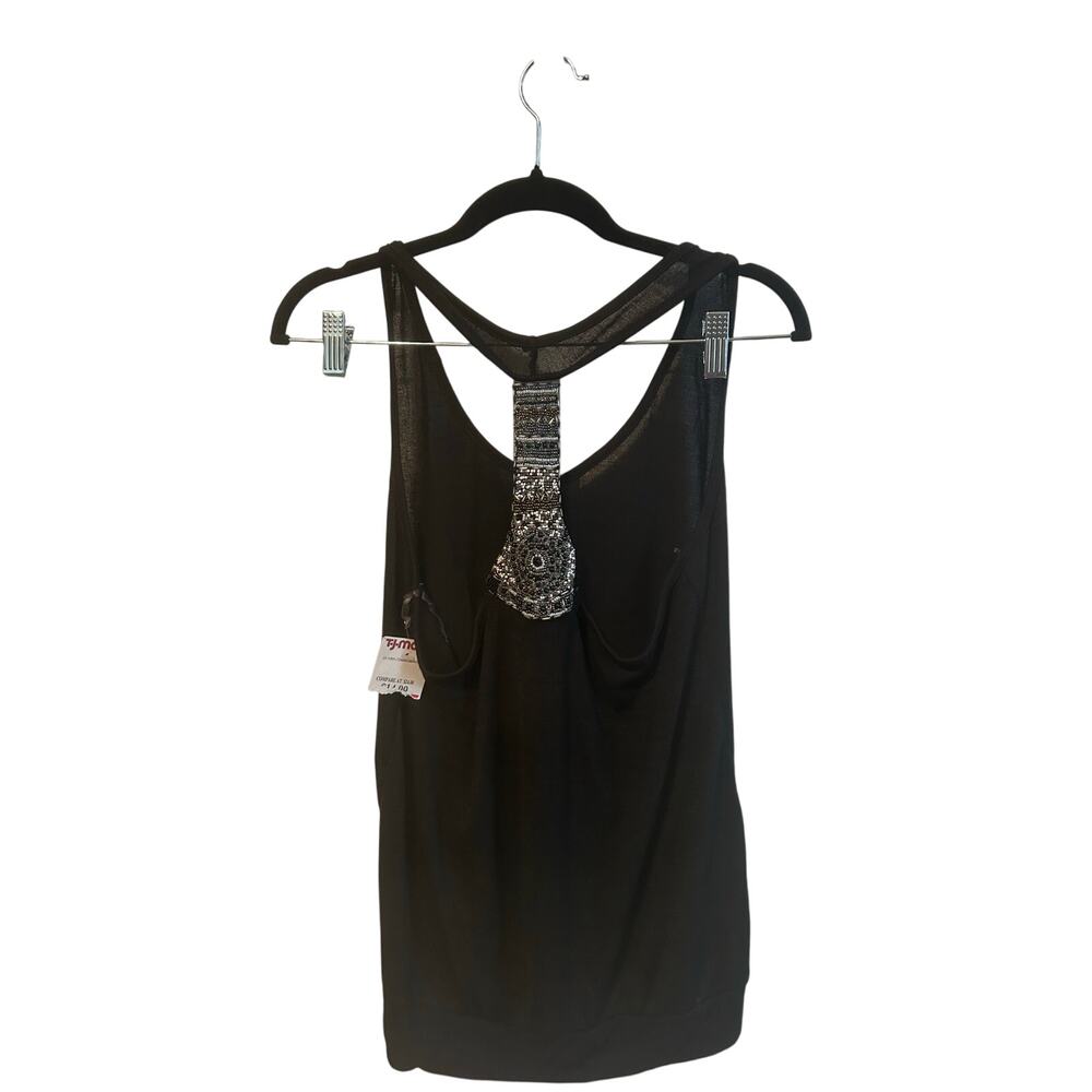 Ocean Drive Black Beaded Tank Large NWT